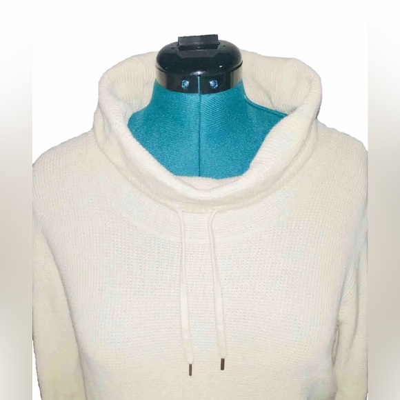 LAUREN RALPH LAUREN COWL NECK SWEATER WOMENS SIZE LARGE OFF WHITE CREAM COTTON - Picture 3 of 7